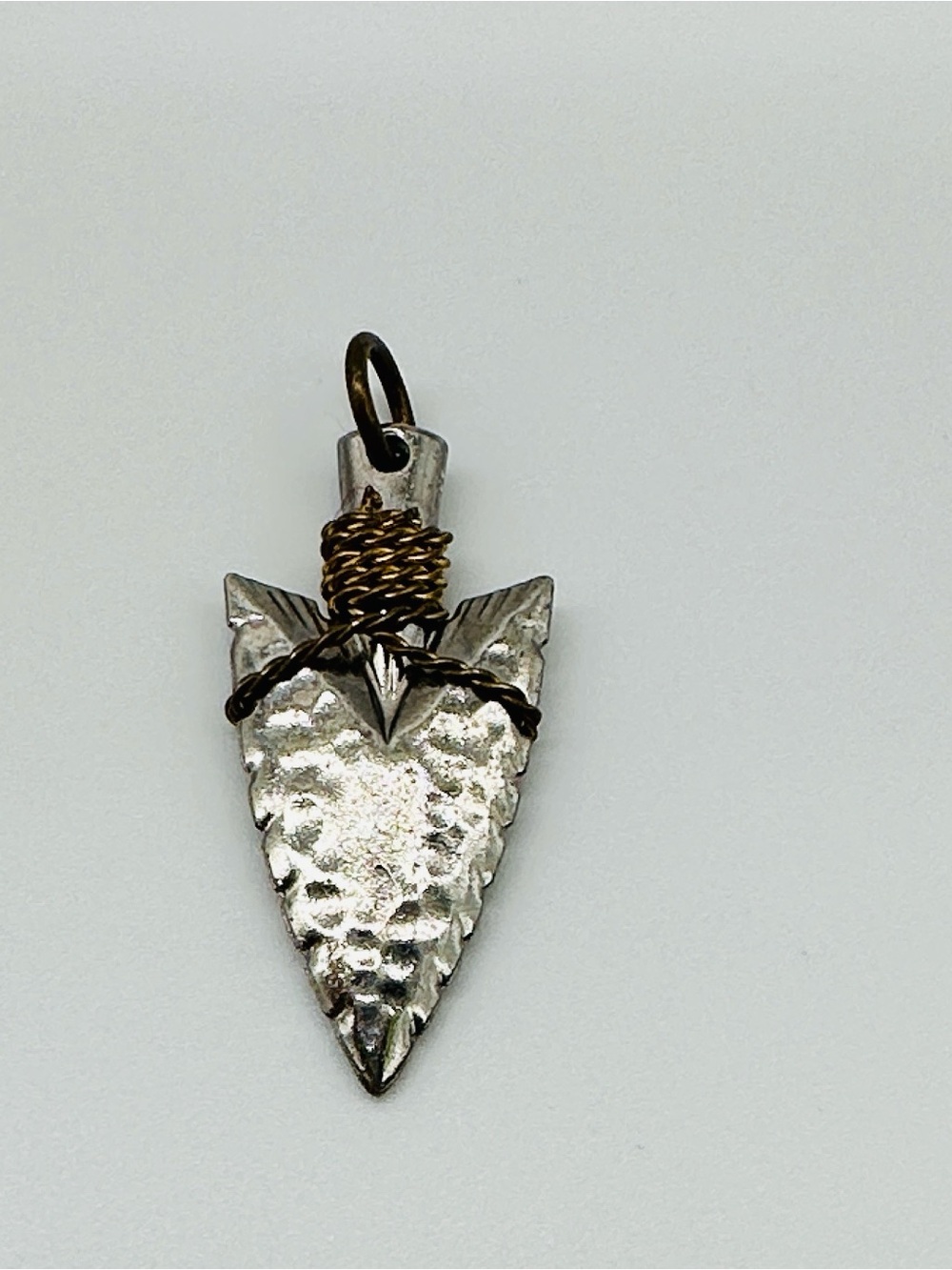 Vintage Hammered Arrowhead Pendant Silver Gold Wire‎ Wrapped Boho Necklace Charm